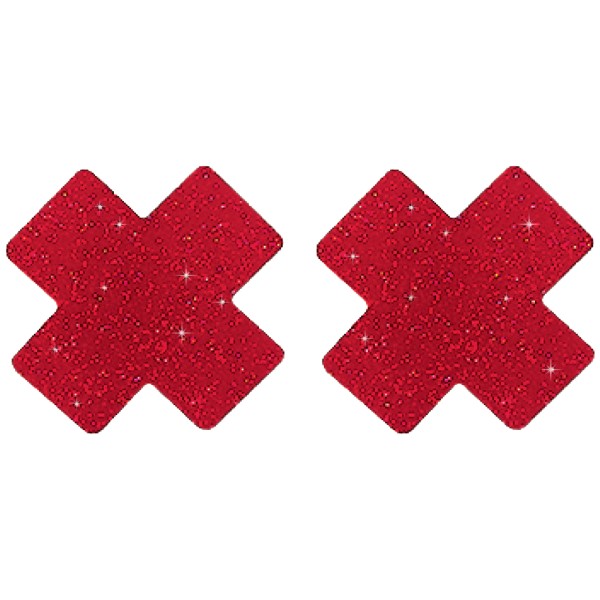 X-Nippelsticker mit Glitzer - rot