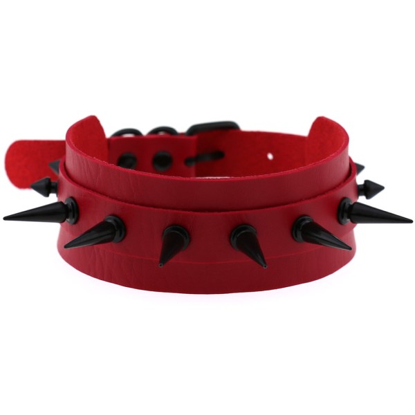Halsband mit Nieten - rot, schwarz