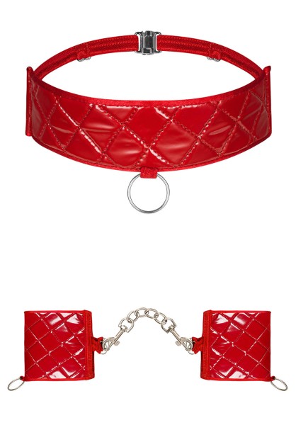 Hunteria Halsband und Handfesseln - rot