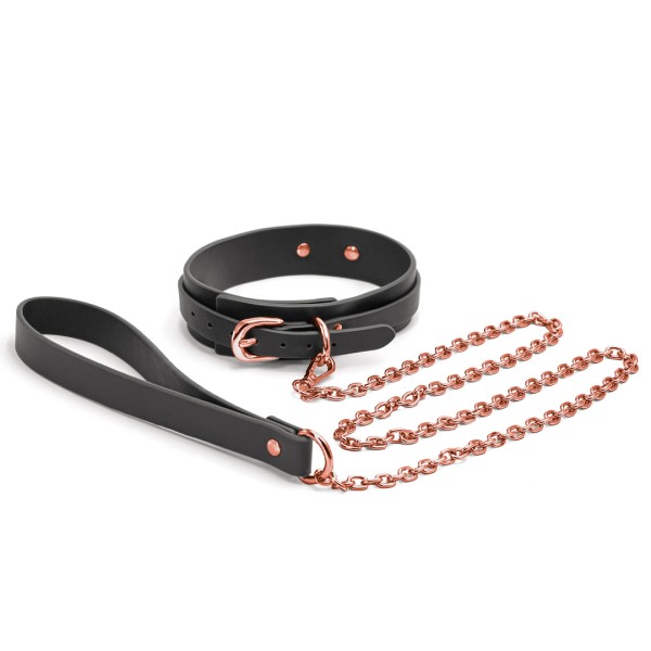 Halsband mit Leine - schwarz, roségold