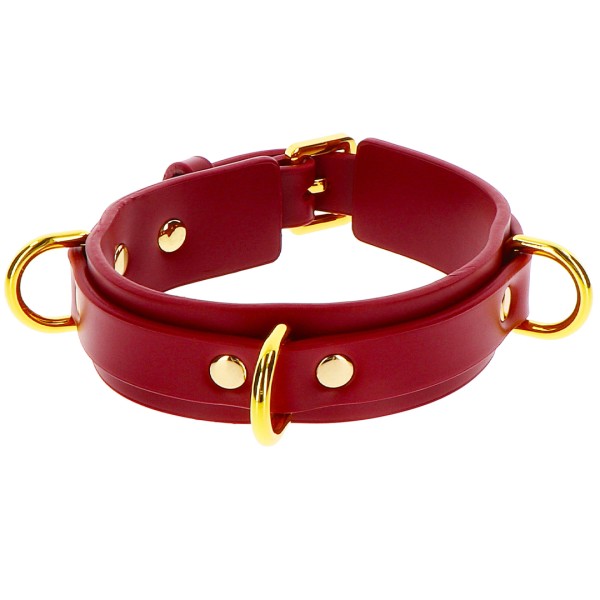 Halsband mit D-Ringen - rot, gold