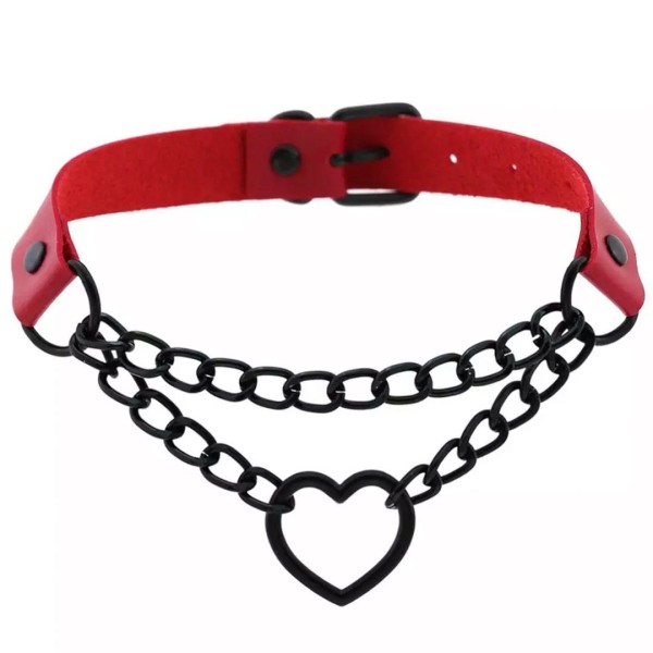 Halsband mit Herz - rot, schwarz