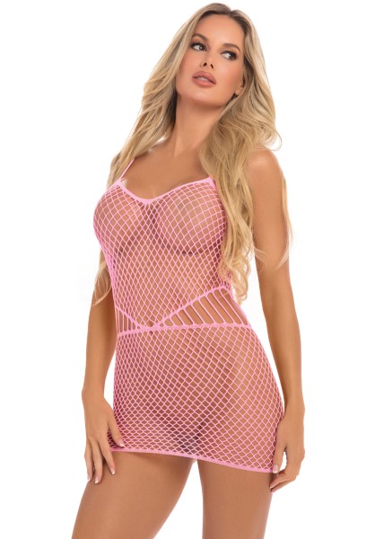 Mini-Kleid aus Netz-Stoff - rosa