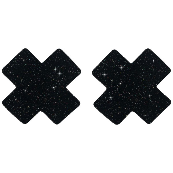 X-Nippelsticker mit Glitzer - schwarz
