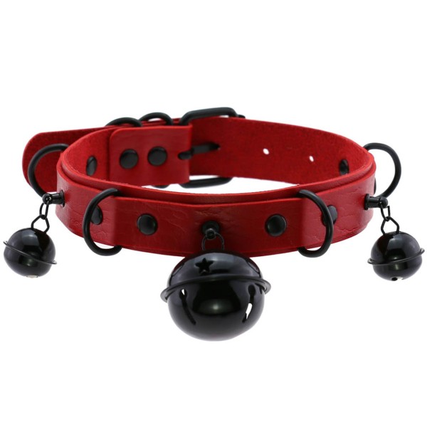 Halsband mit Glöckchen - rot, schwarz