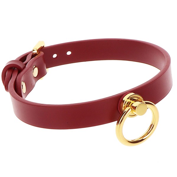 Halsband mit O-Ringen - rot, gold