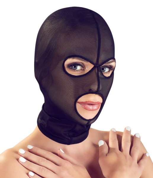Kopfmaske mit Öffnungen aus transparentem Stoff - schwarz